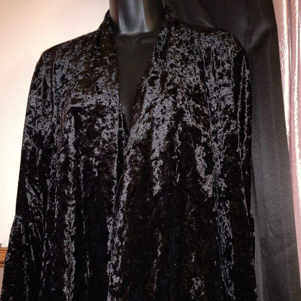 Crushed black velvet shrug